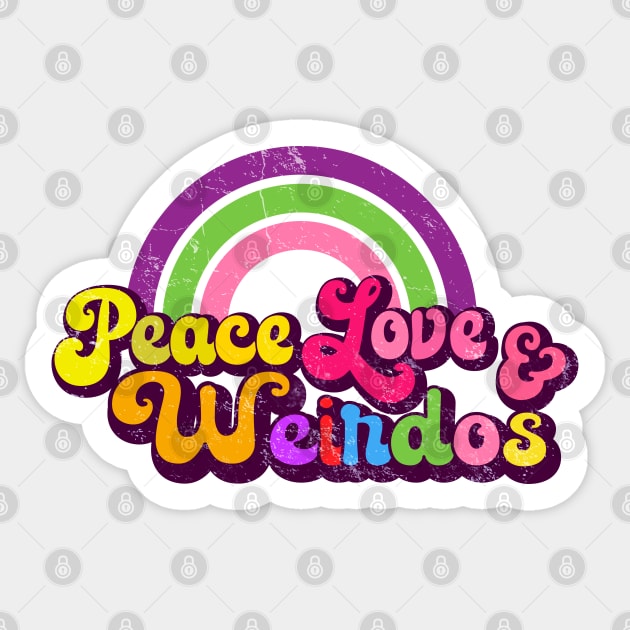 Peace Love Weirdos - Retro Rainbow Sticker by Jitterfly